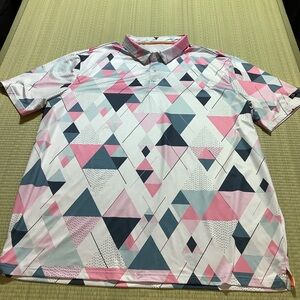 Obla Performance Golf Polo Shirt Men’s XXL White Geometric Stretch